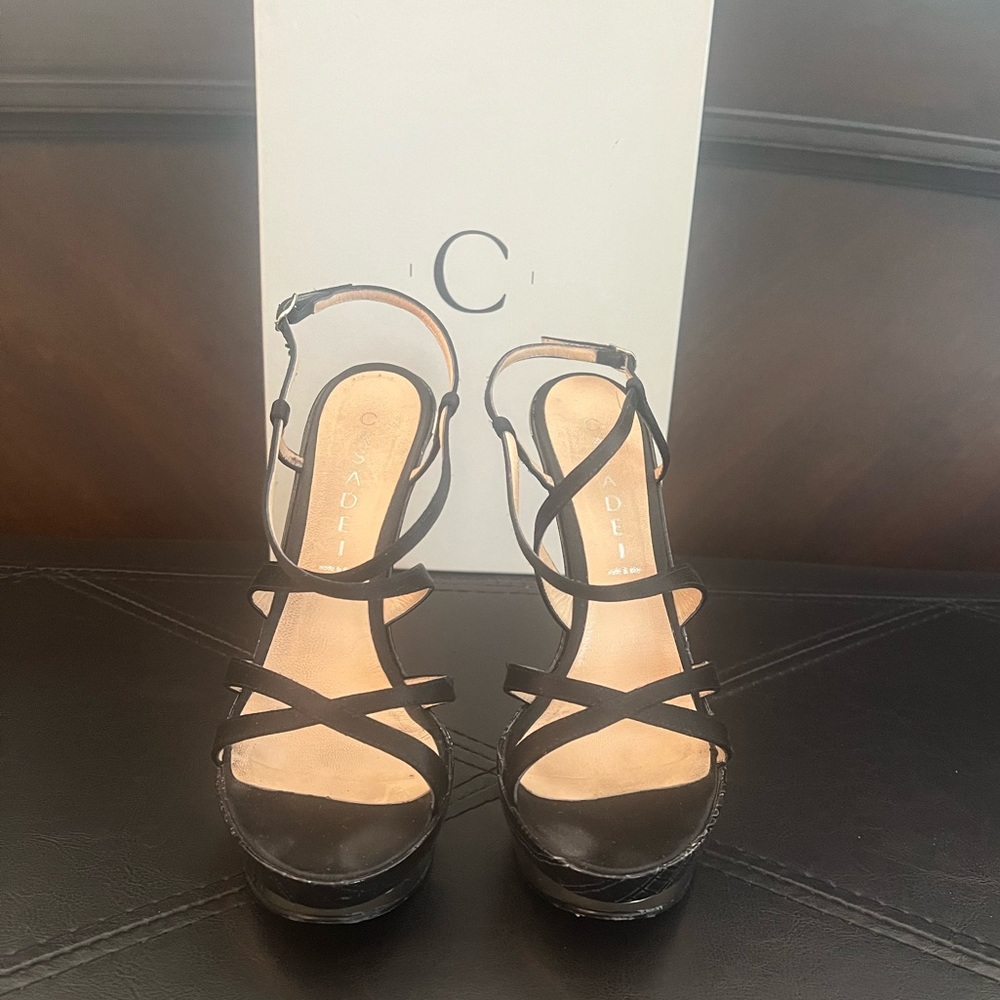 Casadei Pellame Raso Nero Stiletto Strappy Sandals. Size 37/7 - Picture 3 of 14